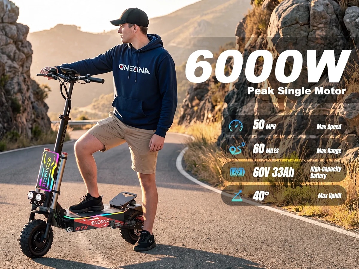 ONECNA NEW GT8PRO Adult Electr - огляд і ціна 60V 5600W Dual Motor Electric Scooter