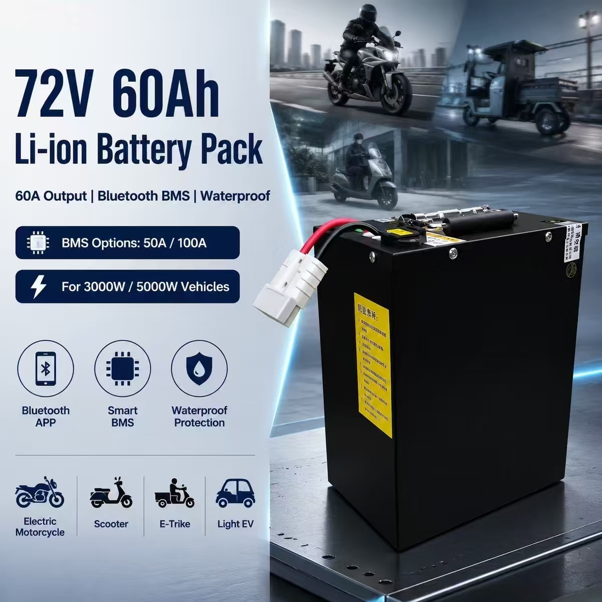 72V 60Ah 60A li-ion lithium Po - огляд і ціна 72V 60Ah Lifepo4 Battery Pack