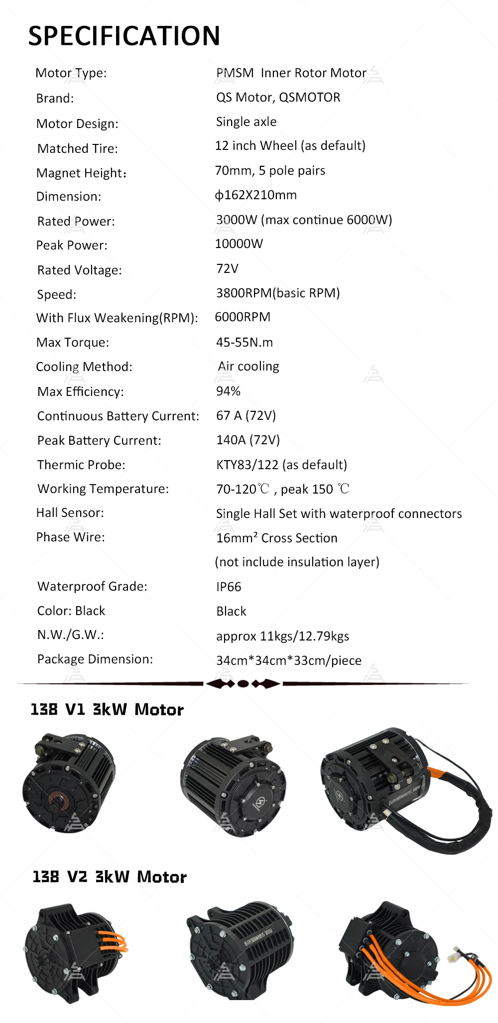 QSMOTOR 138 3000W V2 Version 7 - огляд і ціна Mid Drive Motor Kit 72V 3000W