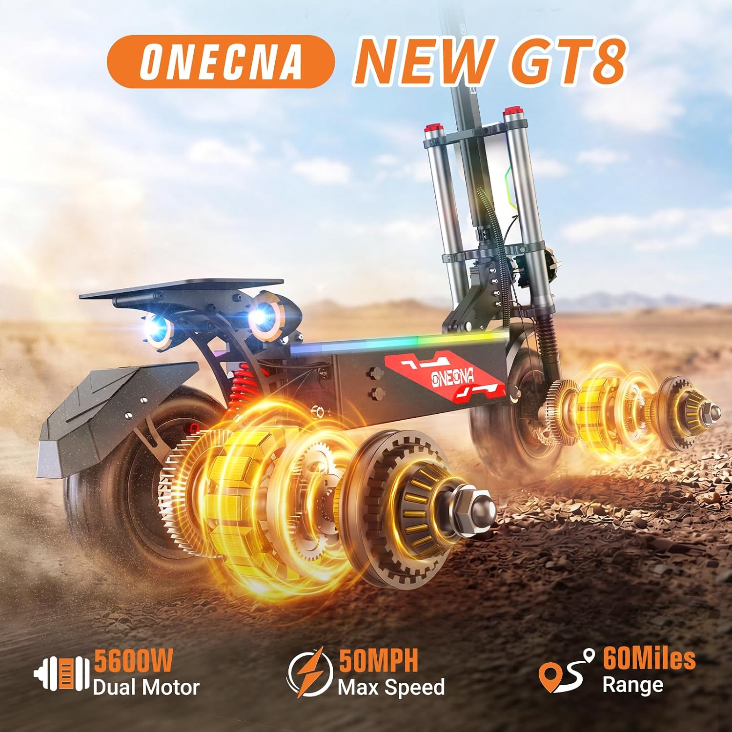 ONECNA NEW GT8PRO Adult Electr - огляд і ціна 60V 5600W Dual Motor Electric Scooter